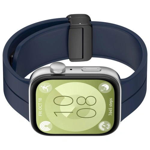 Silikonowy pasek Bizon Strap Watch Silicone L do Huawei Watch Fit 4 Pro / Fit 4 / Fit 3 granatowy