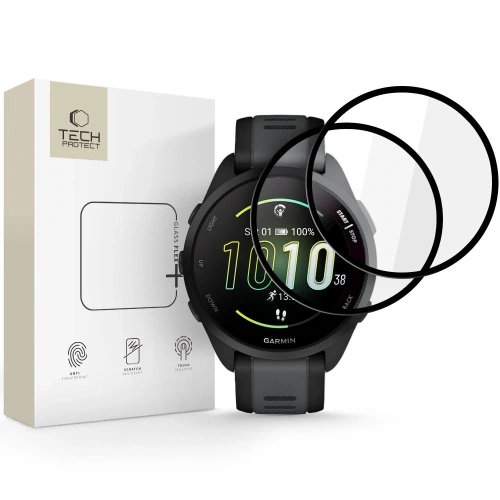 Szkło hybrydowe Tech-Protect Glass Flex+ Garmin Forerunner 165 Black [2 PACK]