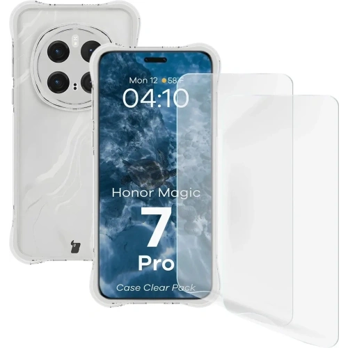Etui + 2x folia Bizon Case Clear Pack do Honor Magic7 Pro