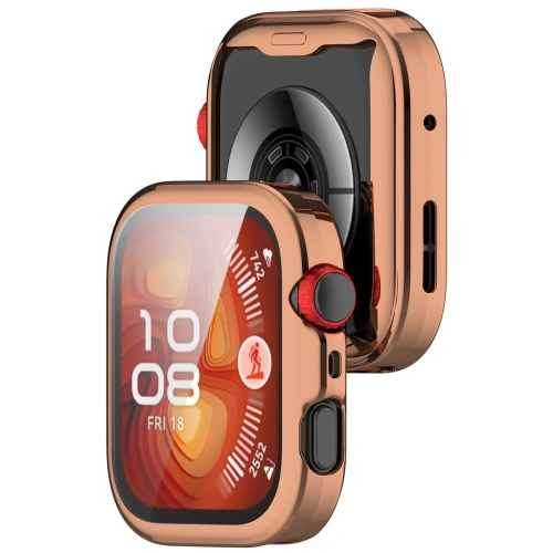 Etui z osłoną ekranu Bizon Case Watch Felipe do Huawei Watch Fit 4 różowozłote
