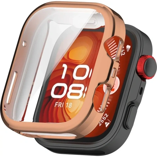 Etui z osłoną ekranu Bizon Case Watch Felipe do Huawei Watch Fit 4 różowozłote