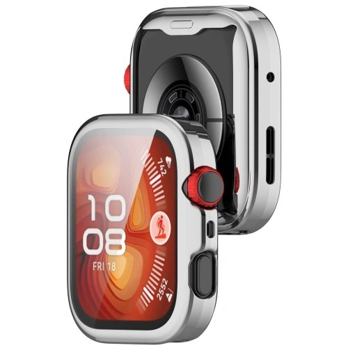 Etui z osłoną ekranu Bizon Case Watch Felipe do Huawei Watch Fit 4 srebrne
