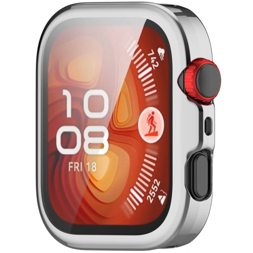 Etui z osłoną ekranu Bizon Case Watch Felipe do Huawei Watch Fit 4 srebrne