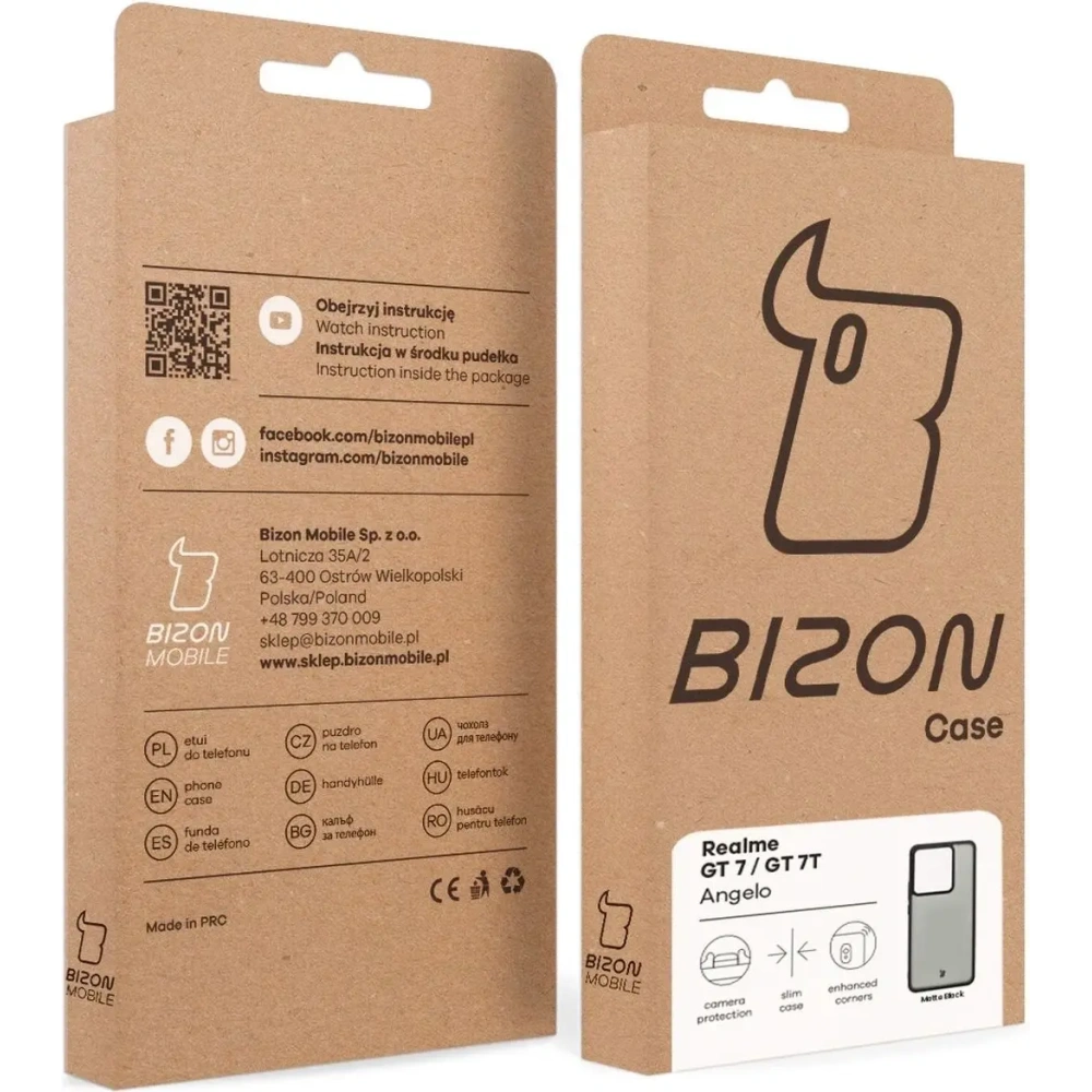Hurtownia GSM - Husa Bizon Angelo pentru Realme GT 7 / 7T fumurie cu un cadru negru - BIZ9653 - {ean13} - Hurt