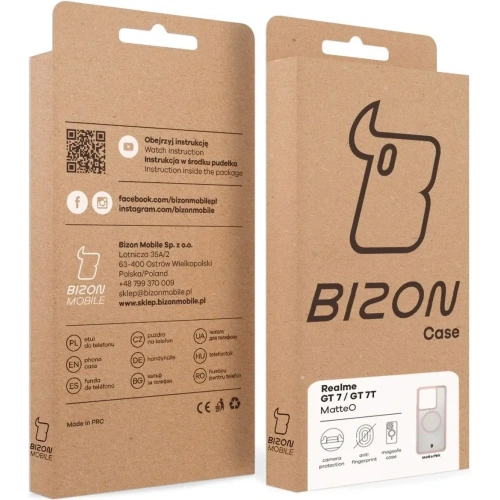 Etui z pierścieniem magnetycznym Bizon Case MatteO do Realme GT 7 / 7T przydymione-różowe
