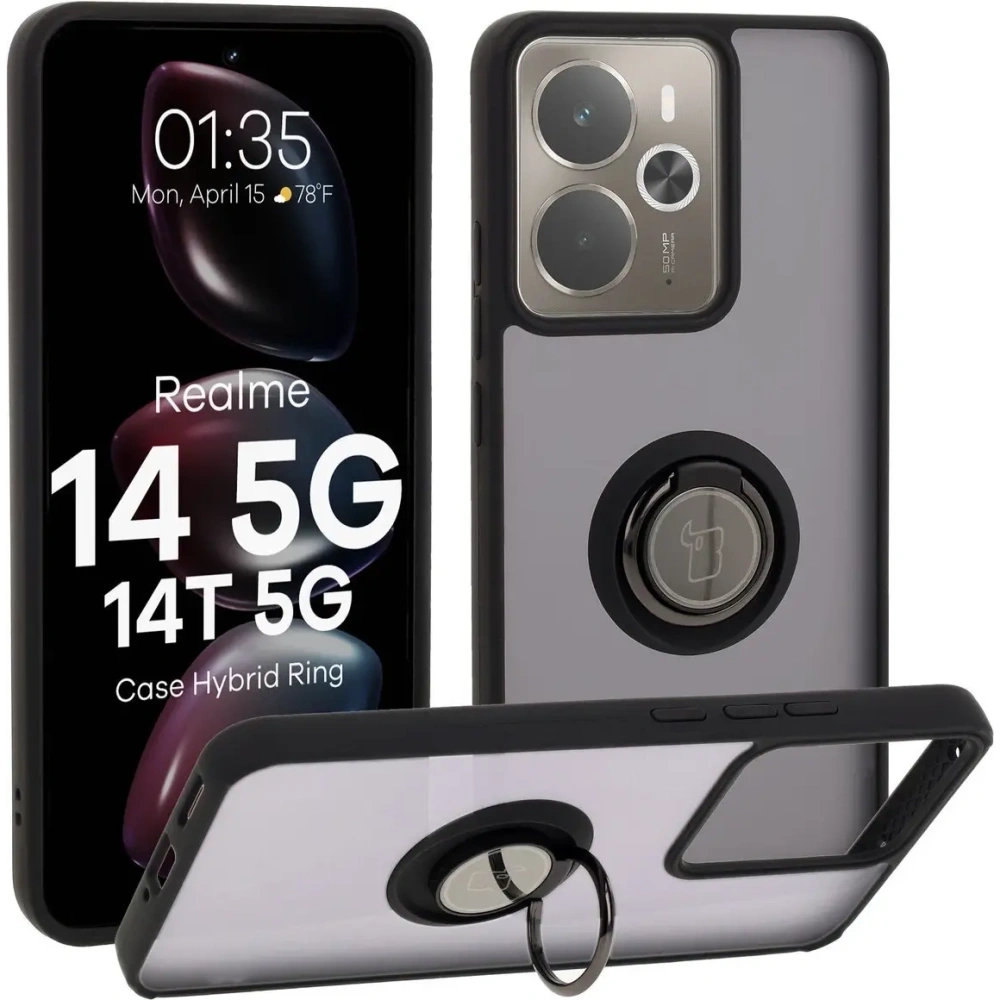 Wholesale Bizon Case Hybrid Ring Realme 14 5G / 14T 5G smoked with a black frame - BIZ9658 - {ean13} - Hurt