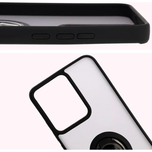 Etui z uchwytem na palec Bizon Case Hybrid Ring do Realme 14 5G / 14T 5G przydymione z czarną ramką