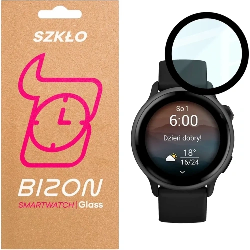 Szkło hybrydowe Bizon Glass Watch Edge Hybrid dla Garmin Vivoactive 6 czarne