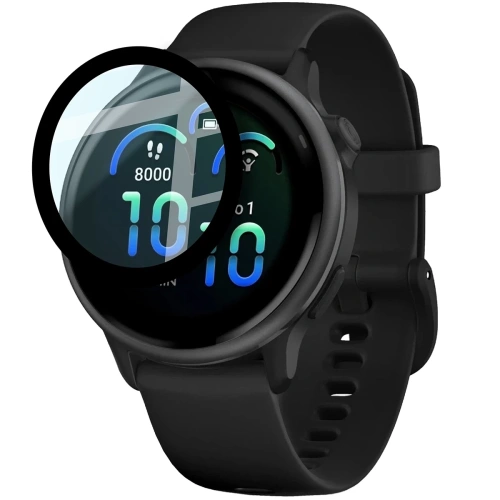 Szkło hybrydowe Bizon Glass Watch Edge Hybrid dla Garmin Vivoactive 6 czarne