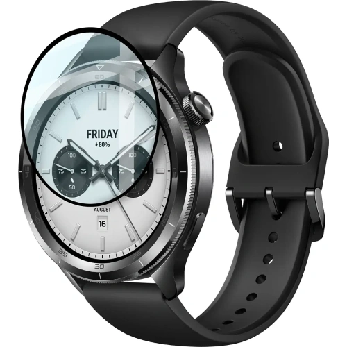 Szkło hybrydowe Bizon Glass Watch Edge Hybrid dla Xiaomi Watch S4 czarne