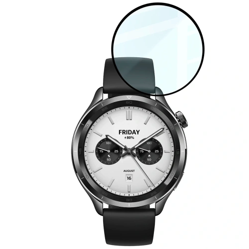 Szkło hybrydowe Bizon Glass Watch Edge Hybrid dla Xiaomi Watch S4 czarne