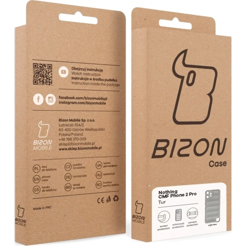 Pancerne etui Bizon Case Tur do Nothing CMF Phone 2 Pro jasnoszare