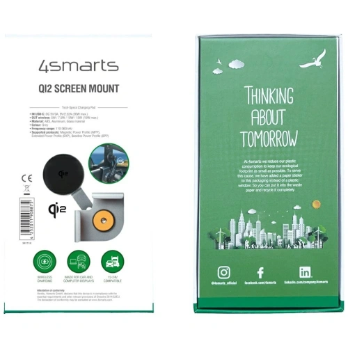 Uchwyt magnetyczny 4smarts Screen Mount Qi2 na monitor do smartfonów MagSafe szary