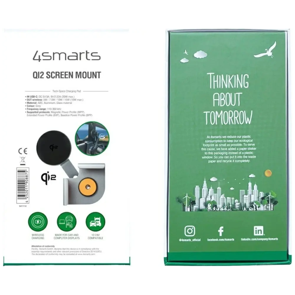 Hurtownia GSM - Suport magnetic 4smarts Mount Qi2 pentru smartphone-uri MagSafe Gri - 4SMR99 - {ean13} - Hurt