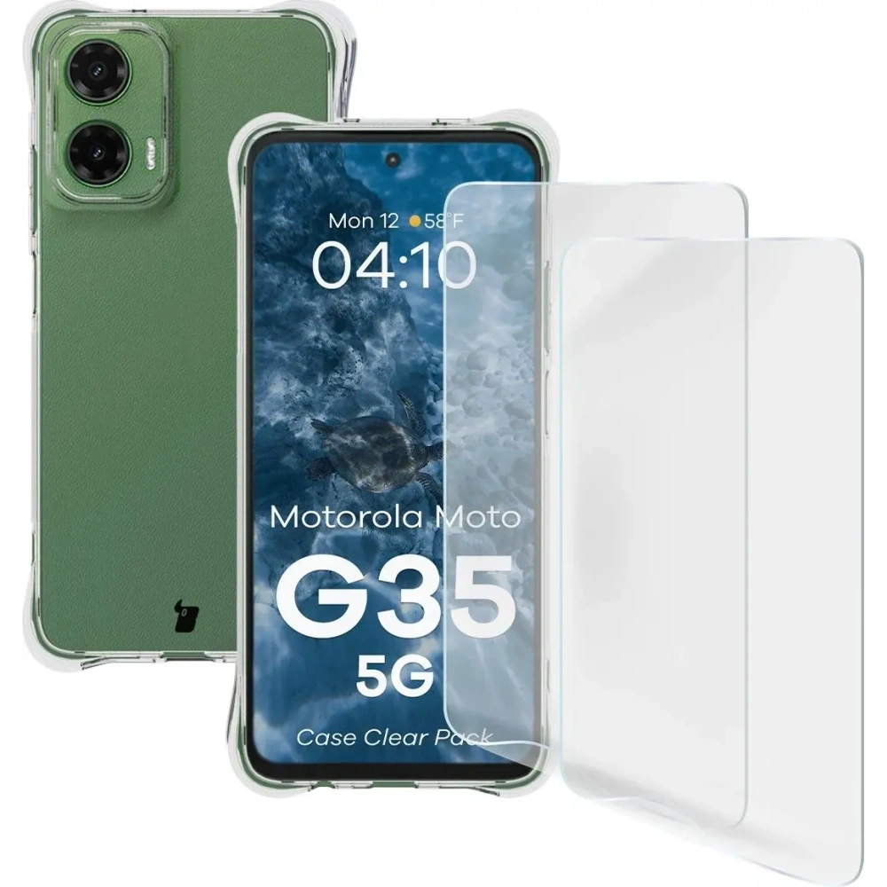 Hurtownia GSM - Elastyczne etui + 2x folia na ekran Bizon Case Clear Pack do Motorola Moto G35 5G - BIZ9689 - {ean13} - Hurt