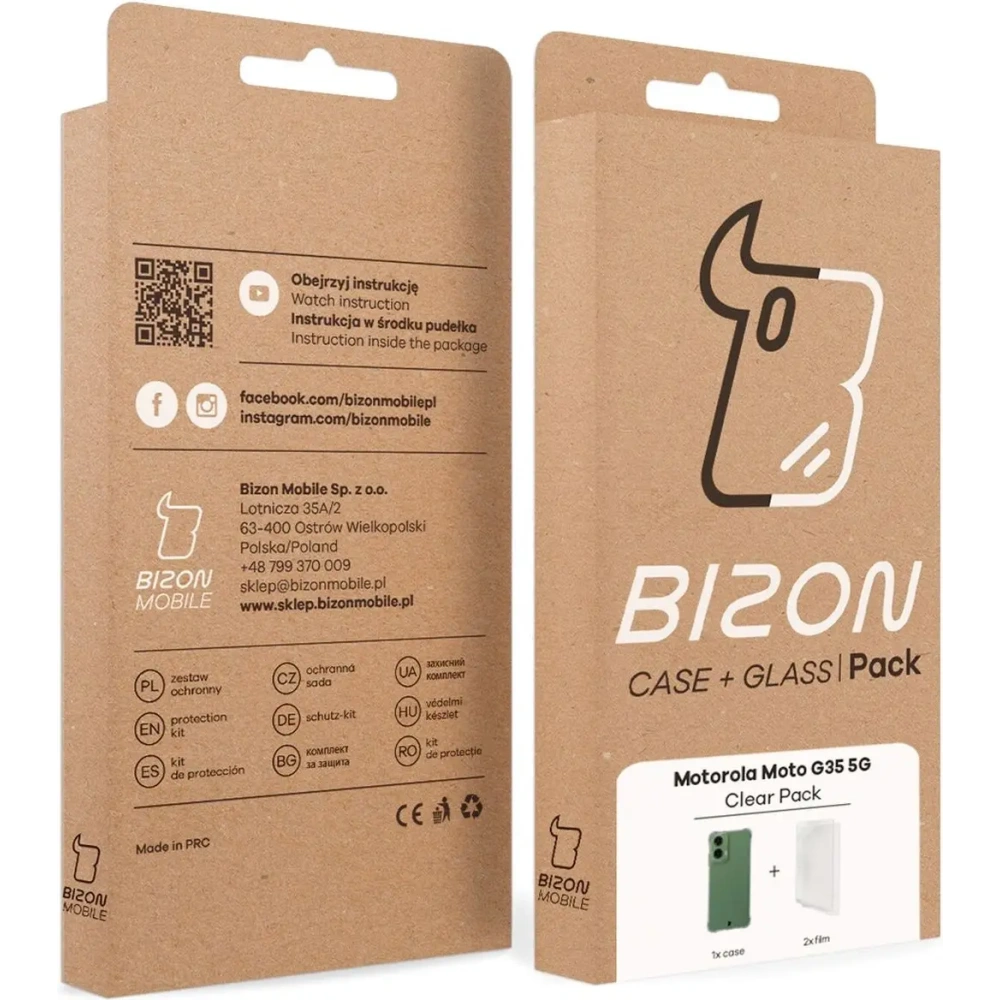 Hurtownia GSM - Elastyczne etui + 2x folia na ekran Bizon Case Clear Pack do Motorola Moto G35 5G - BIZ9689 - {ean13} - Hurt
