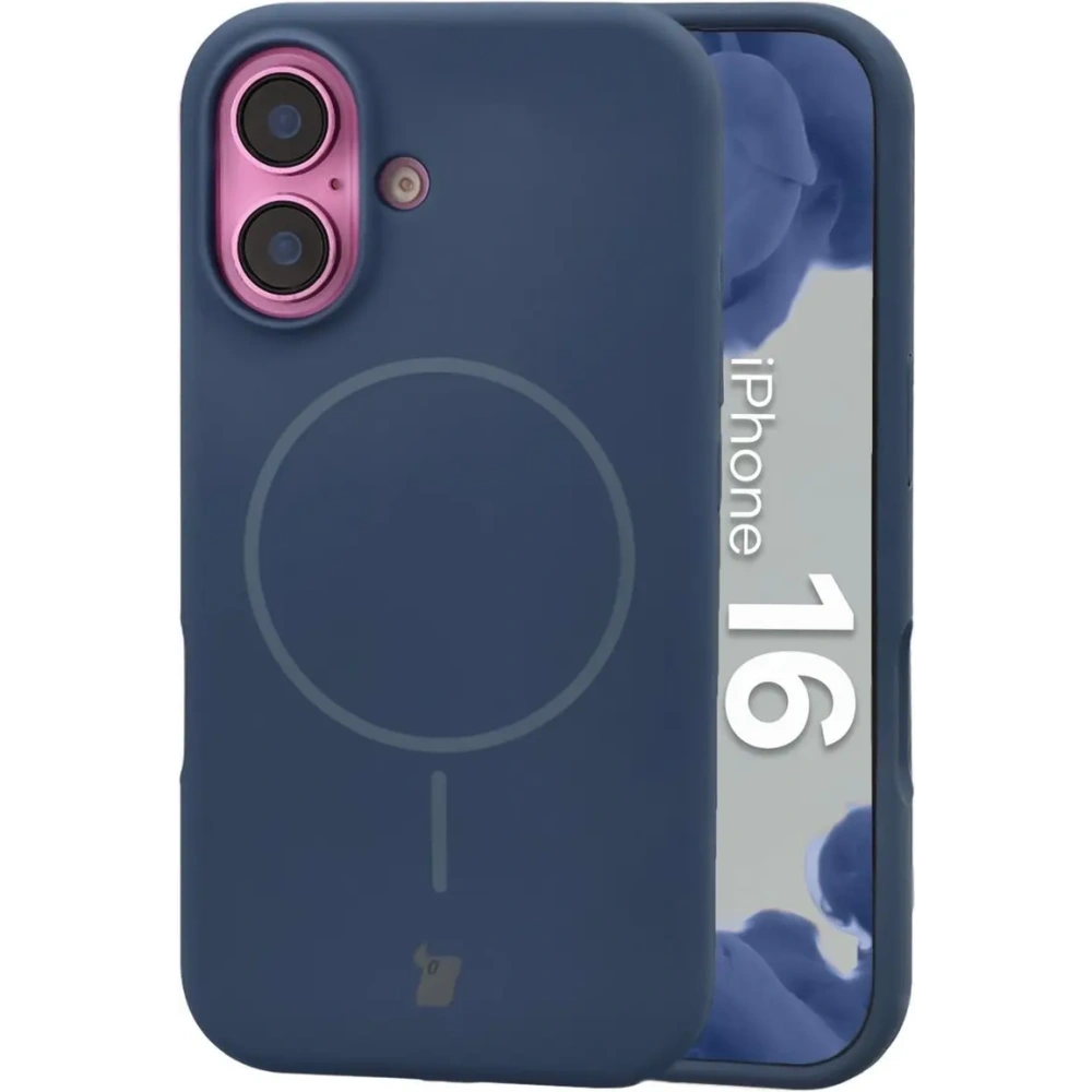 Hurtownia GSM - Silikonowe etui z pierścieniem magnetycznym Bizon Soft Case do Apple iPhone 16 granatowe - BIZ9690 - {ean13} - Hurt