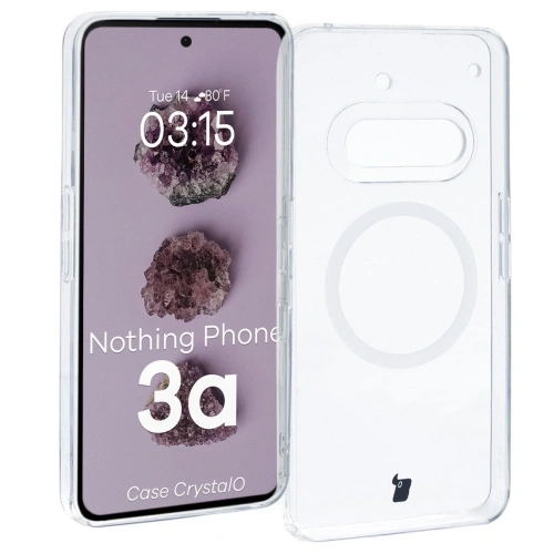 Etui z pierścieniem magnetycznym Bizon Case CrystalO do Nothing Phone (3a) przezroczyste