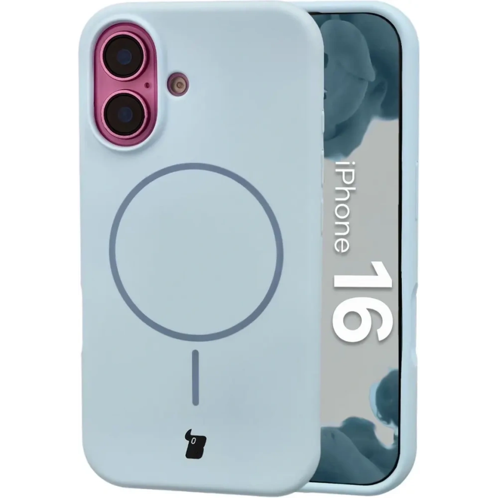 Hurtownia GSM - Silikonowe etui z pierścieniem magnetycznym Bizon Soft Case do Apple iPhone 16 błękitne - BIZ9699 - {ean13} - Hurt