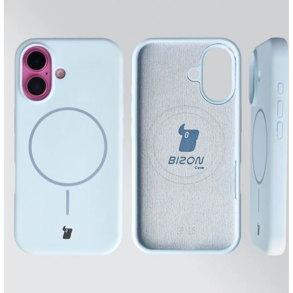 Hurtownia GSM - Silikonowe etui z pierścieniem magnetycznym Bizon Soft Case do Apple iPhone 16 błękitne - BIZ9699 - {ean13} - Hurt