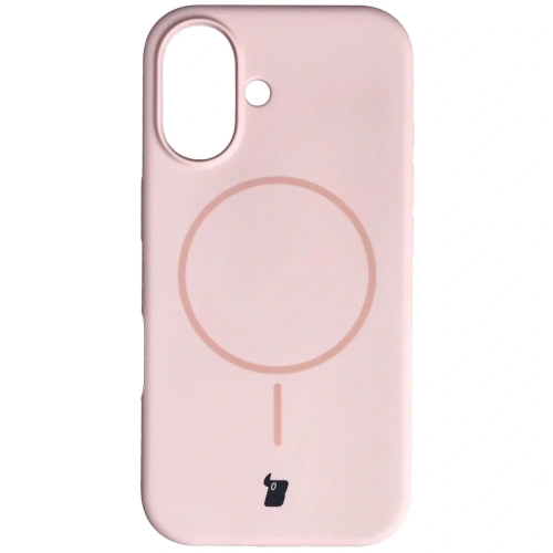 Silikonowe etui z pierścieniem magnetycznym Bizon Soft Case do Apple iPhone 16 jasnoróżowe