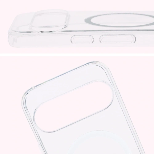Etui z pierścieniem magnetycznym Bizon Case CrystalO do Google Pixel 10 Pro XL przezroczyste