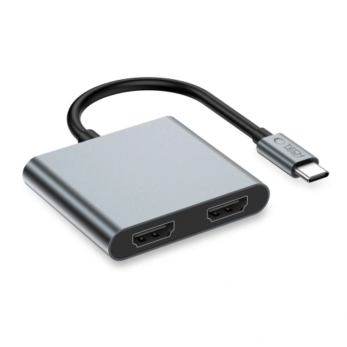 Adapter Tech-Protect HB08 HUB 4in1 USB-C, USB-A 2.0, 2xHDMI 4K 60Hz Space Grey