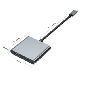 Wholesale Tech-Protect HB08 HUB 4in1 USB-C, USB-A 2.0, 2xHDMI 4K 60Hz Space Grey - THP4275 - {ean13} - Hurt