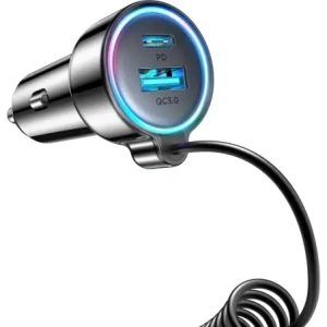 Ładowarka samochodowa 3w1 Joyroom JR-CL07 72W z wbudowanym kablem USB-C 1.6m czarna