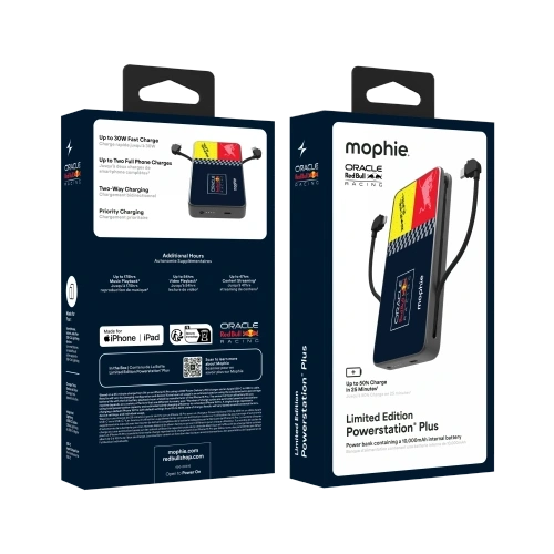 Powerbank Mophie Powerstation Plus 10K Red Bull Racing 10000mAh z wbudowanym kablem USB-C oraz Lightning