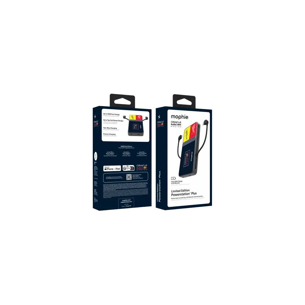 Powerbank Mophie Powerstation Plus 10K Red Bull Racing 10000mAh z wbudowanym kablem USB-C oraz Lightning