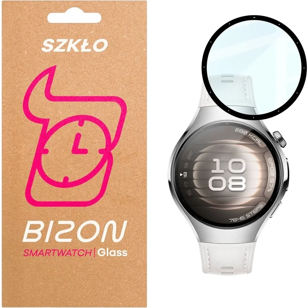 Szkło hybrydowe Bizon Glass Watch Edge Hybrid dla Huawei Watch 5 42mm czarne