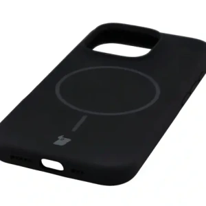 Silikonowe etui z pierścieniem magnetycznym Bizon Soft Case Magnetic do Apple iPhone 16 Pro czarne