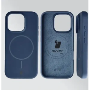 Silikonowe etui z pierścieniem magnetycznym Bizon Soft Case Magnetic do Apple iPhone 16 Pro granatowe