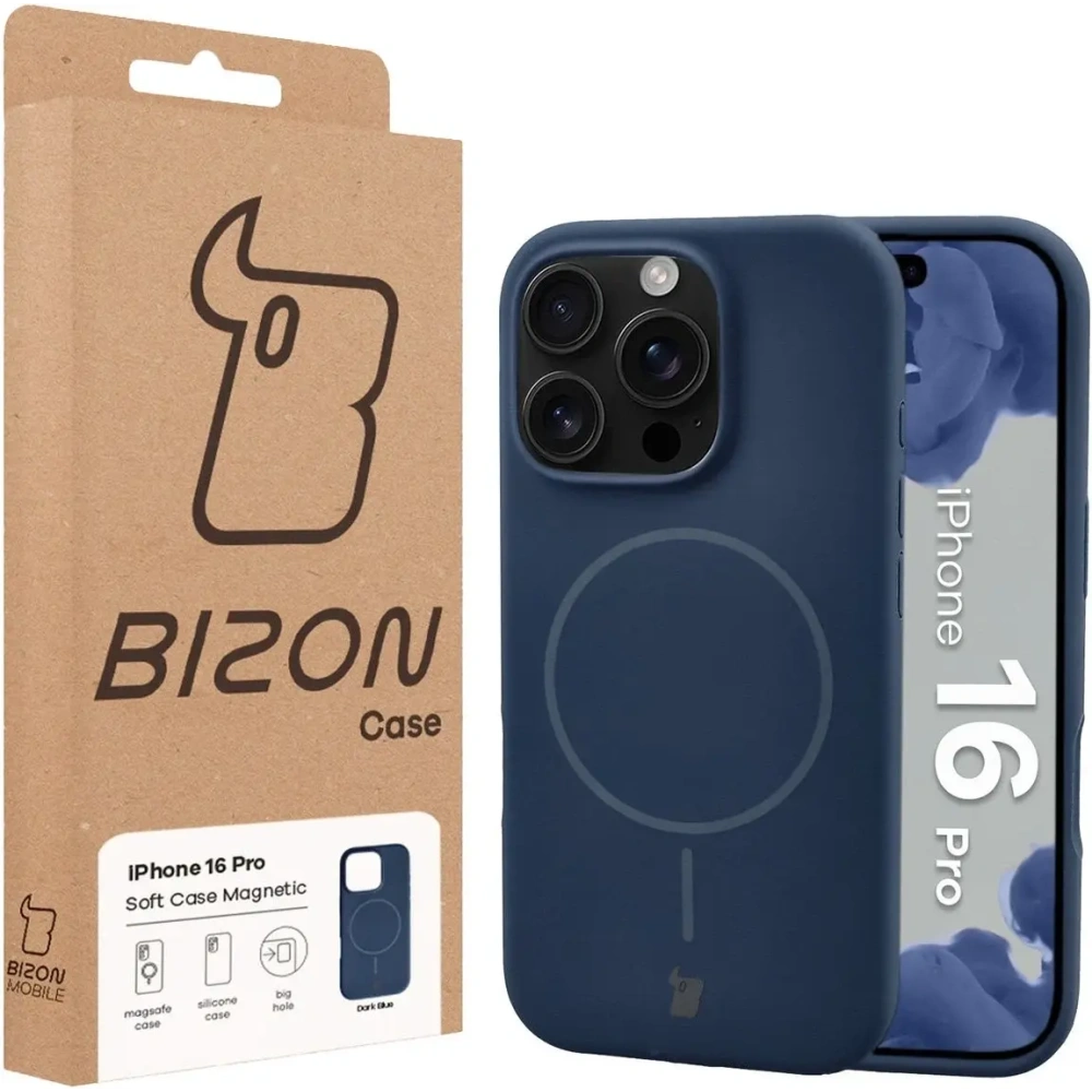 Bizon Soft Case Magnetic Apple iPhone 16 Pro sötétkék