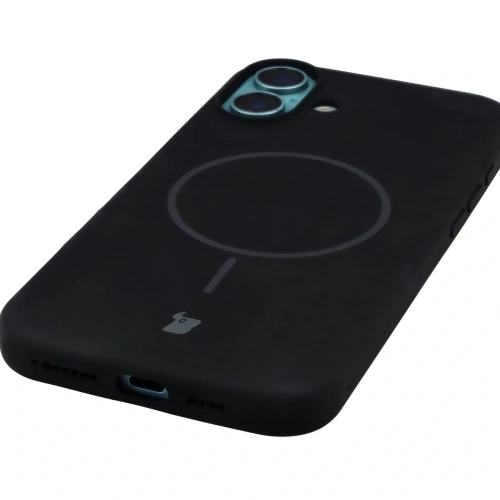 Silikonowe etui z pierścieniem magnetycznym Bizon Soft Case Magnetic do Apple iPhone 16 Plus czarne