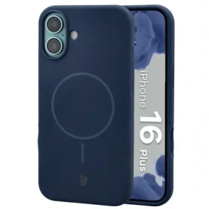 Husa moale Bizon cu magnet pentru Apple iPhone 16 Plus, albastru închis