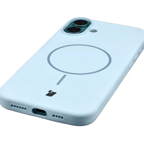 Silikonowe etui z pierścieniem magnetycznym Bizon Soft Case Magnetic do Apple iPhone 16 Plus błękitne