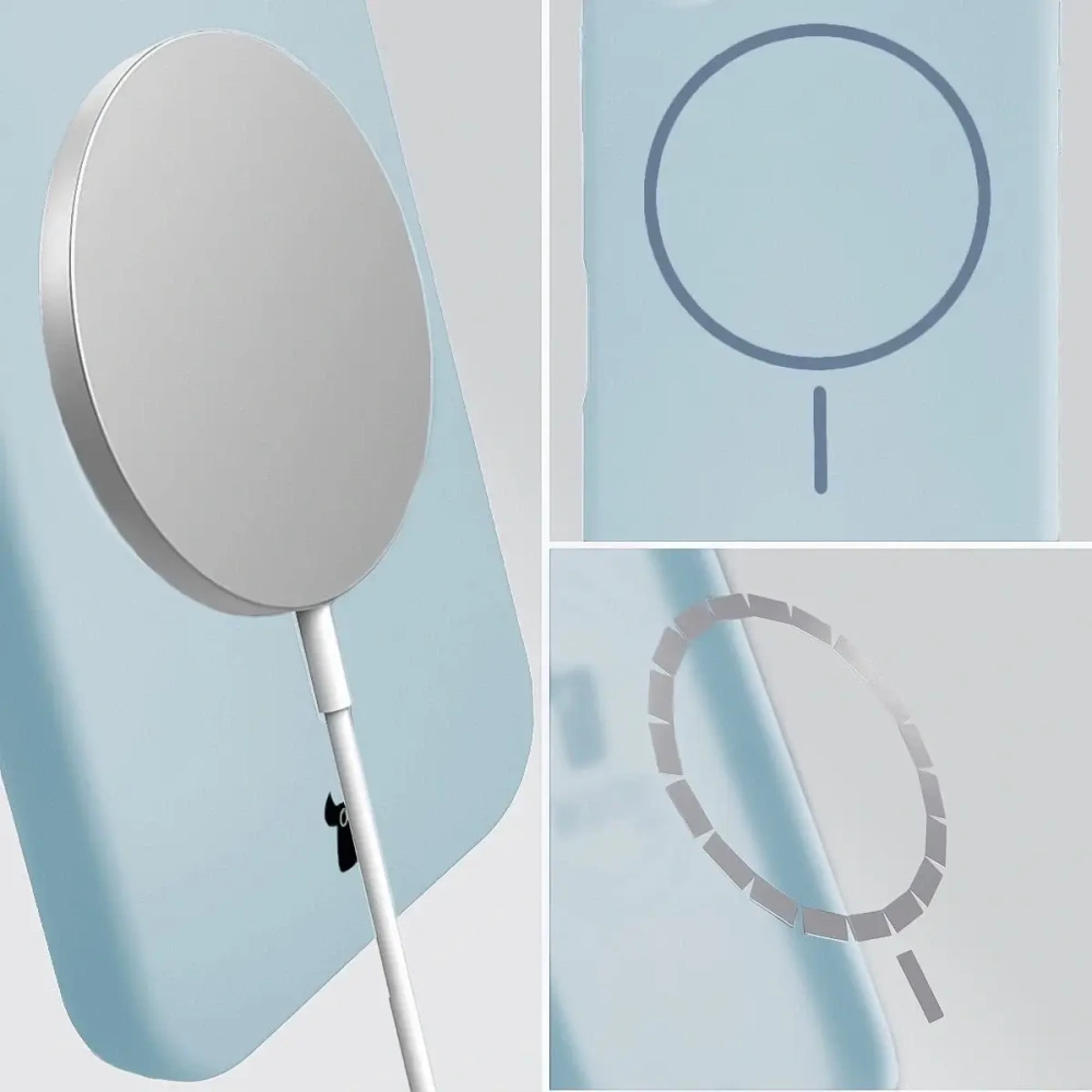 Husa moale Bizon cu magnet pentru Apple iPhone 16 Plus, albastră
