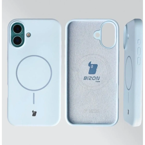 Silikonowe etui z pierścieniem magnetycznym Bizon Soft Case Magnetic do Apple iPhone 16 Plus błękitne