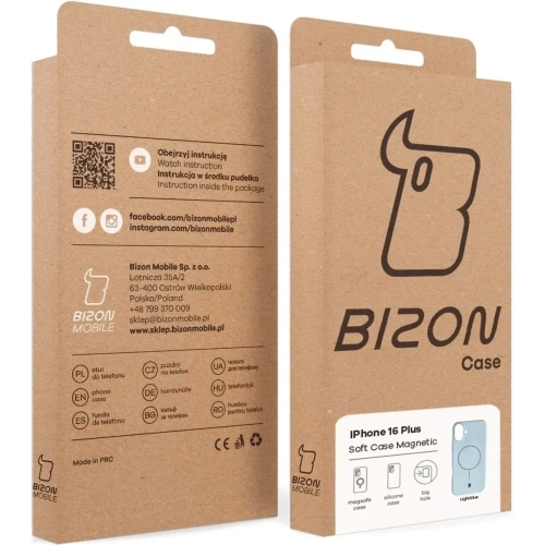 Silikonowe etui z pierścieniem magnetycznym Bizon Soft Case Magnetic do Apple iPhone 16 Plus błękitne