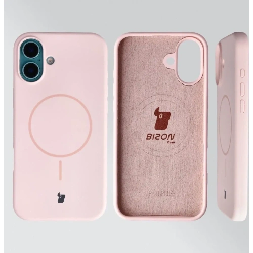 Silikonowe etui z pierścieniem magnetycznym Bizon Soft Case Magnetic do Apple iPhone 16 Plus jasnoróżowe