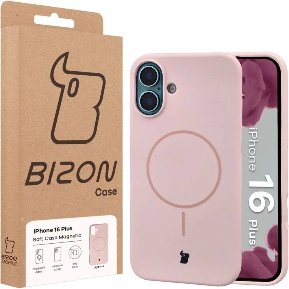 Bizon Soft Case Magnetic Apple iPhone 16 Plus světle růžový