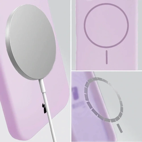 Silikonowe etui z pierścieniem magnetycznym Bizon Soft Case Magnetic do Apple iPhone 16 Plus jasnofioletowe