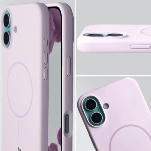 Silikonowe etui z pierścieniem magnetycznym Bizon Soft Case Magnetic do Apple iPhone 16 Plus jasnofioletowe