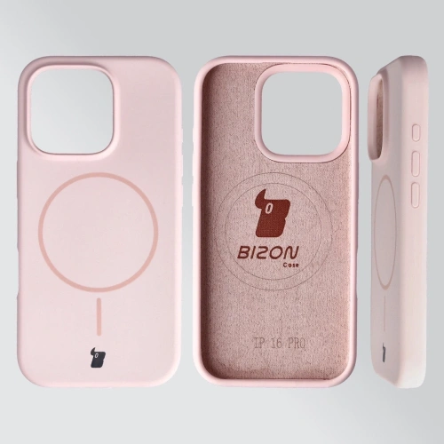 Silikonowe etui z pierścieniem magnetycznym Bizon Soft Case Magnetic do Apple iPhone 16 Pro jasnoróżowe