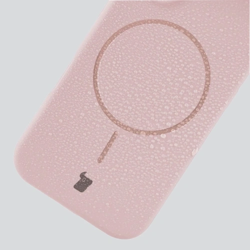 Silikonowe etui z pierścieniem magnetycznym Bizon Soft Case Magnetic do Apple iPhone 16 Pro jasnoróżowe