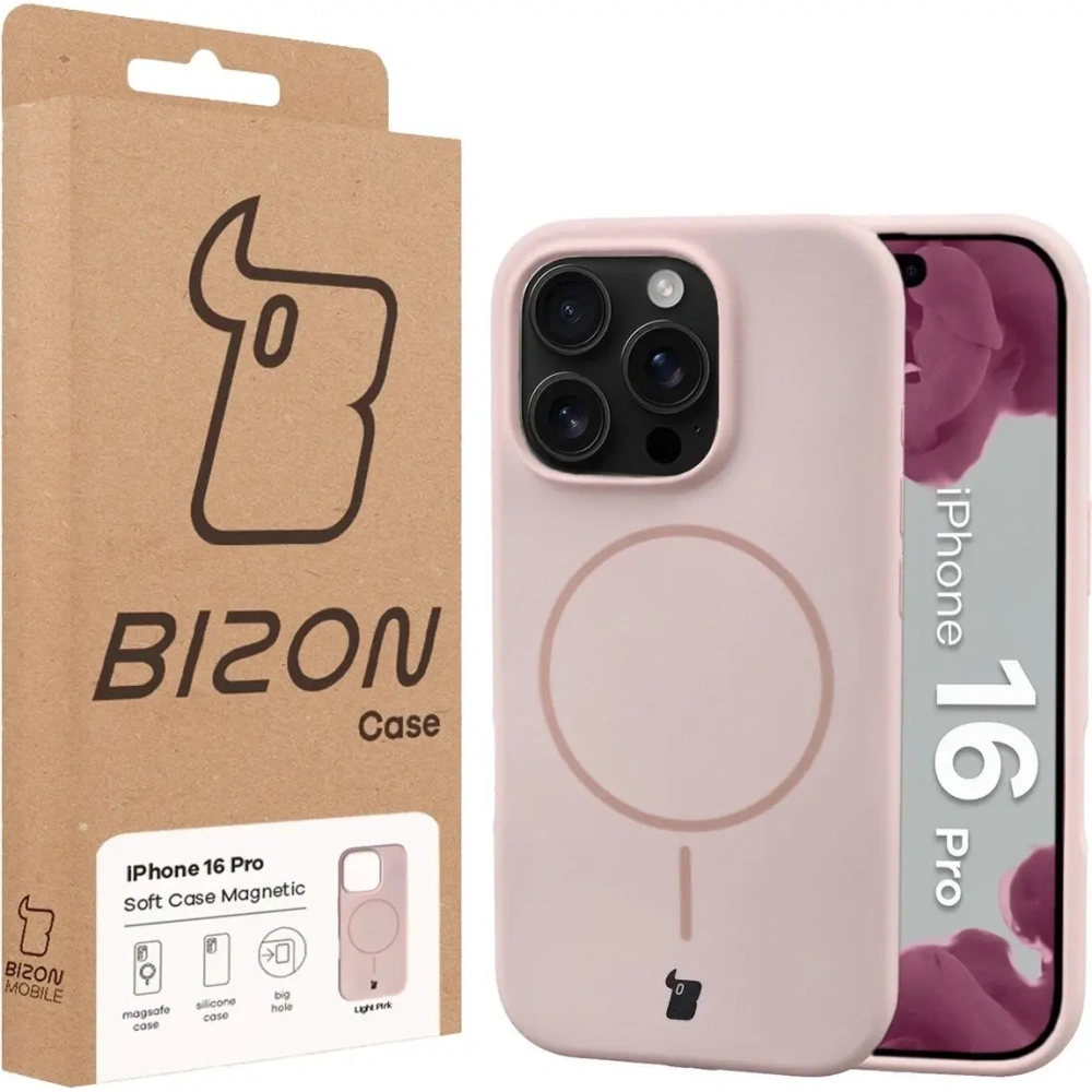 Bizon Soft Case Magnetic Apple iPhone 16 Pro světle růžový