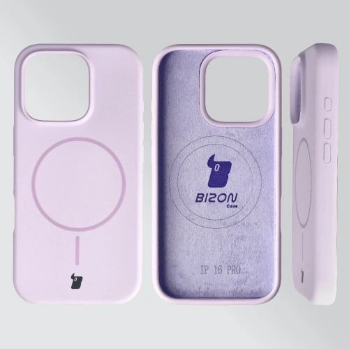 Silikonowe etui z pierścieniem magnetycznym Bizon Soft Case Magnetic do Apple iPhone 16 Pro jasnofioletowe