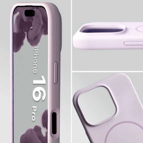 Silikonowe etui z pierścieniem magnetycznym Bizon Soft Case Magnetic do Apple iPhone 16 Pro jasnofioletowe